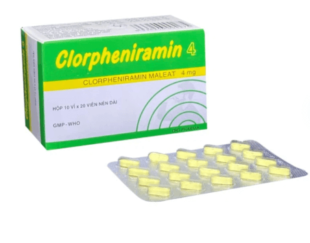Thuốc Clorpheniramin 4 DHG điều trị viêm mũi dị ứng, chảy nước mũi (10 vỉ x 20 viên)